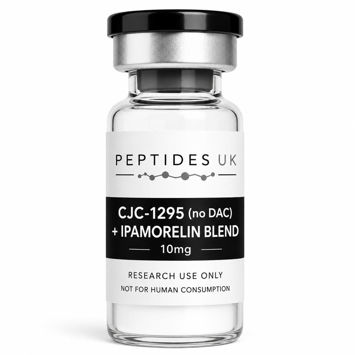 Peptides UK CJC 1295 no DAC + Ipamorelin 10mg research peptide vial