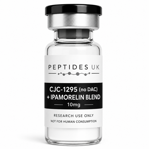 Peptides UK CJC 1295 no DAC + Ipamorelin 10mg research peptide vial